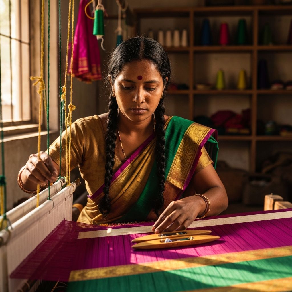 Artisan hands at work on craft